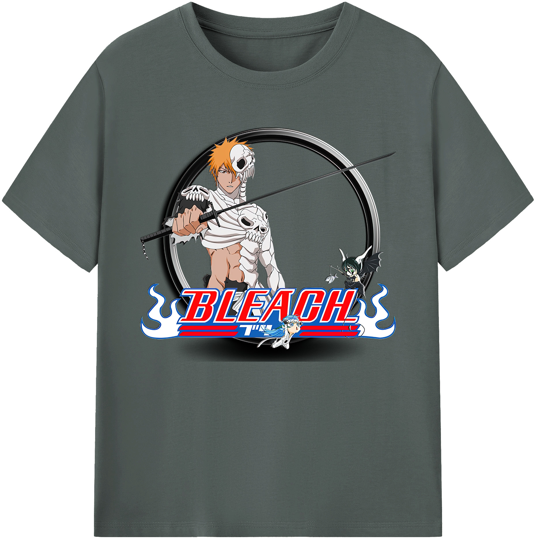 （画像用） ブリーチ 黒崎一護（くろさき いちご）BLEACH Kurosaki Ichigo 綿100％ メンズ半袖Tシャツ｜肌触りやわらか＆通気性